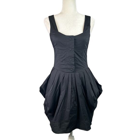 AllSaints Short Dress UK 8 Black Goth Steampunk Parachute Boxy Grunge Fairy US 4 - Picture 2 of 14